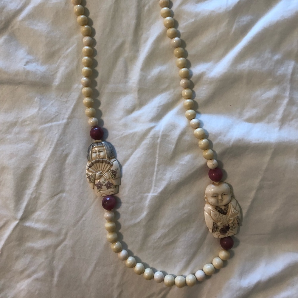 Vintage Japanese Carved Ivory Necklace